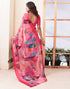 Sudathi Rose Pink Geometric Printed Georgette Saree