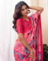 Sudathi Rose Pink Geometric Printed Georgette Saree