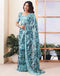Sudathi Sky Blue Printed Georgette Saree