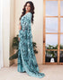 Sudathi Sky Blue Printed Georgette Saree