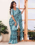 Sudathi Sky Blue Printed Georgette Saree