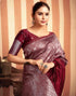 Sudathi Dark Red Woven Banarasi Silk Saree