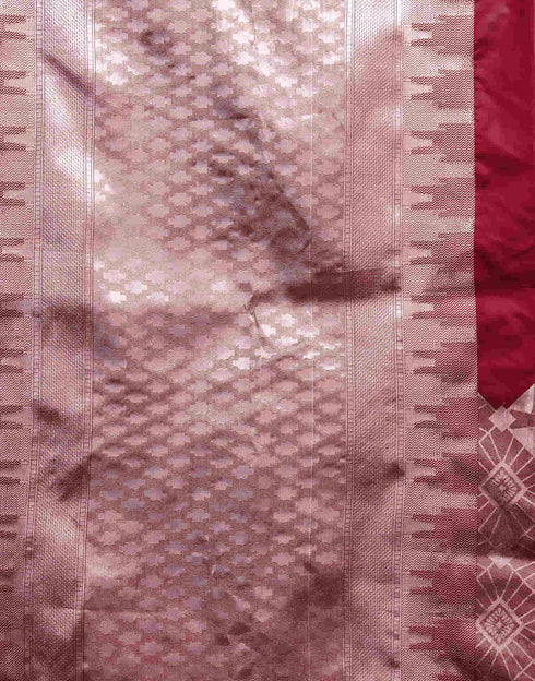 Sudathi Dark Red Woven Banarasi Silk Saree