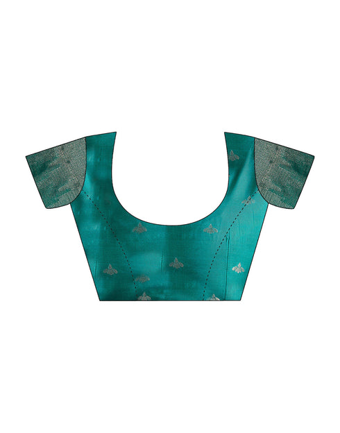 Sudathi Teal Green Woven Banarasi Silk Saree