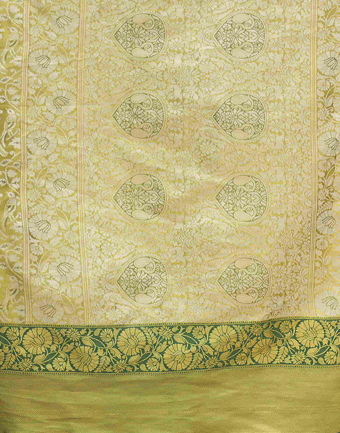 Sudathi Dark Green Woven Kanjivaram Silk Saree