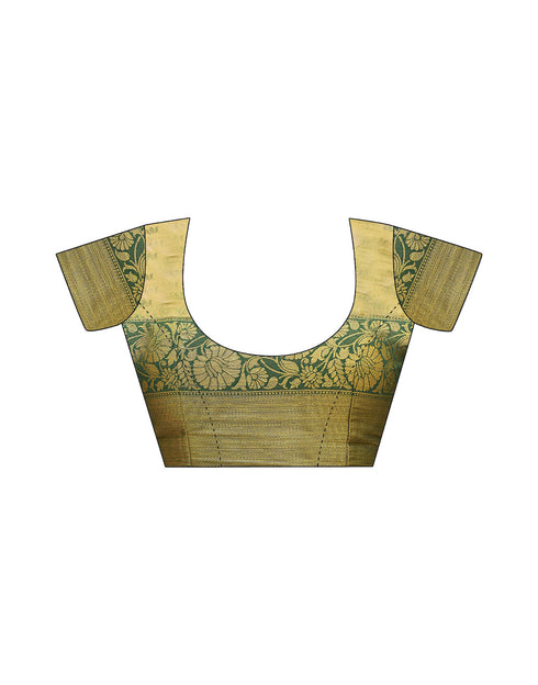 Sudathi Dark Green Woven Kanjivaram Silk Saree