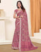 Sudathi Dusty Pink Zari Printed Linen Saree