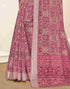 Sudathi Dusty Pink Zari Printed Linen Saree