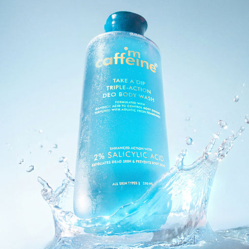 mCaffeine Take A Dip 3-in-1 Perfume Body Wash Odour Control 2% Salicylic Acid Aqua Fresh Scent 250ml