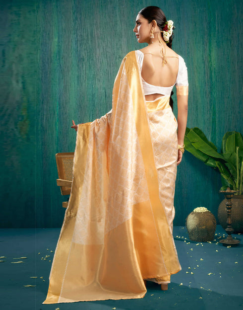 Sudathi Cream Woven Kanjivaram Silk Saree