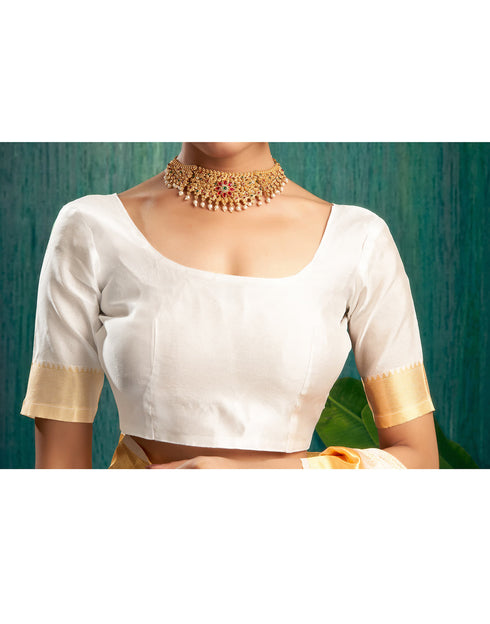 Sudathi Cream Woven Kanjivaram Silk Saree