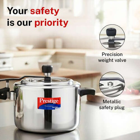 Prestige Nakshatra Alpha Svachh Stainless Steel Spillage Control Pressure Cooker 5 L Silver