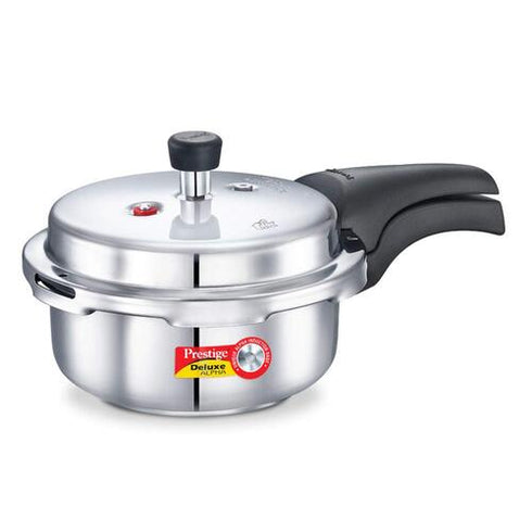 Prestige Stainless Steel Deluxe Pressure Cookers 2 Litre Pressure Indicator Alpha Base Induction Bottom 2 L