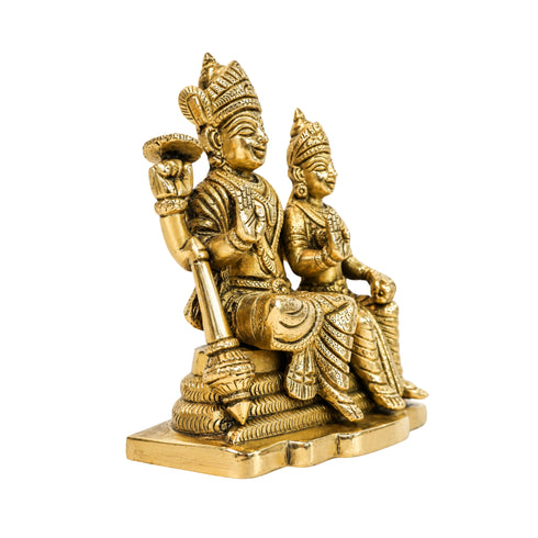 Brass Vishnu Lakshmi on Sheshnag Statue 1234g