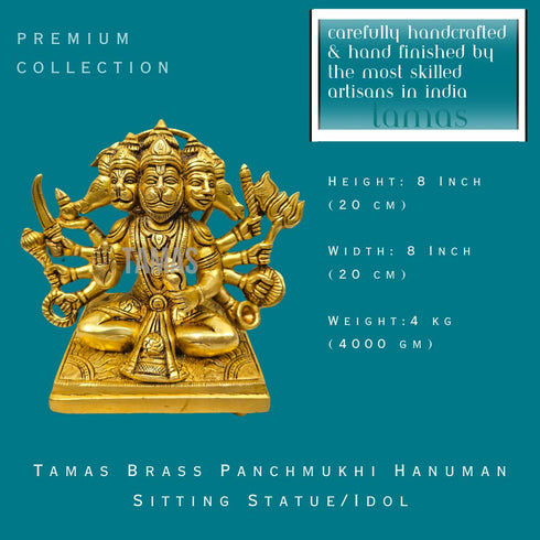 Tamas Brass Panchmukhi Hanuman Sitting Statue/Idol