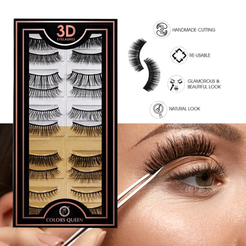 Colors Queen 3D Eyelashes - Pack Of 10