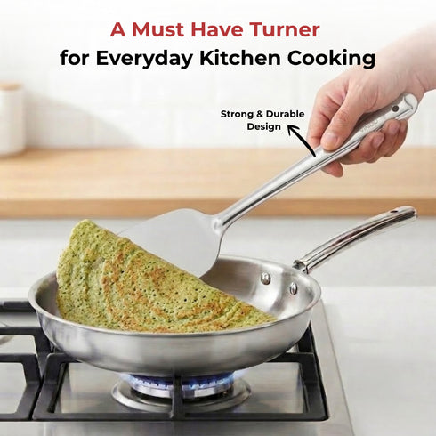 Vinod Stainless Steel Basting Turner Khurpa Cooking Palta Turner Set of 2 37 cm Highest Grade Stainless Steel Rust Free Dishwasher Safe No 6