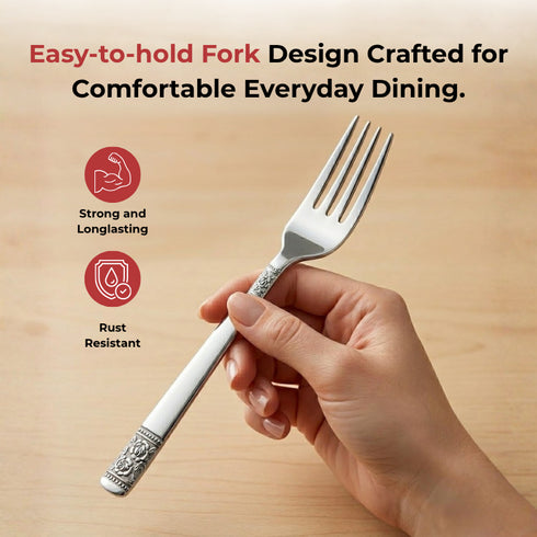 Vinod Moscow Stainless Steel Dinner Fork Set of 12 Piece Heavy Gauge steel Mirror Finish Rust Free Tough Strong and Durable