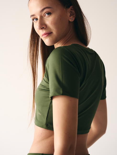 Wiselife Active Crop Top (Olive green)