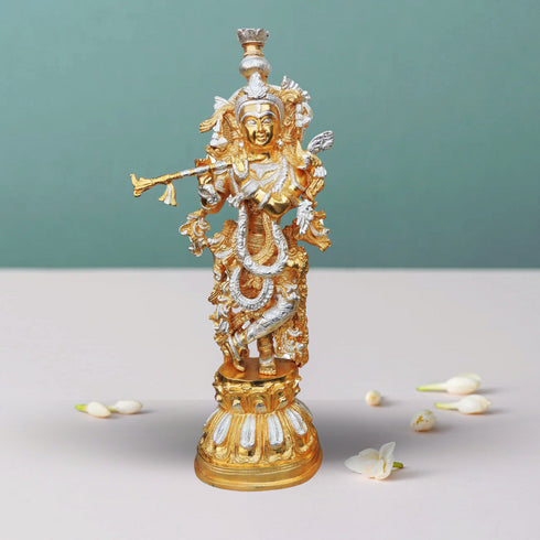 Brass Krishna In Two Tone Finish Statue 8.655Kg