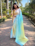 Vasthrlay Yellow Satin Georgette Plain Saree