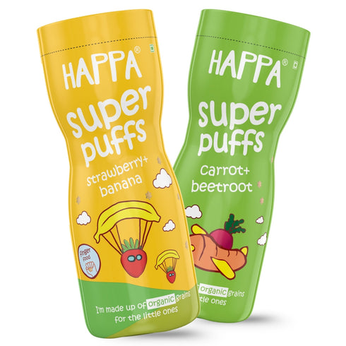 Happa Carrot Beetroot and Strawberry Banana Baby Puffs