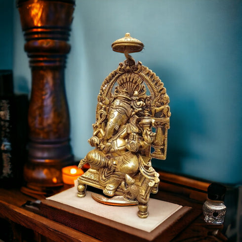 Tamas Lord Ganesh with Frame Brass Statue/Idol | Free Luxury Gift box