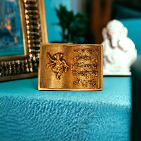 Tamas Brass Handcrafted Ganesh Mantra Book with Antique Finish (Pack of 1)