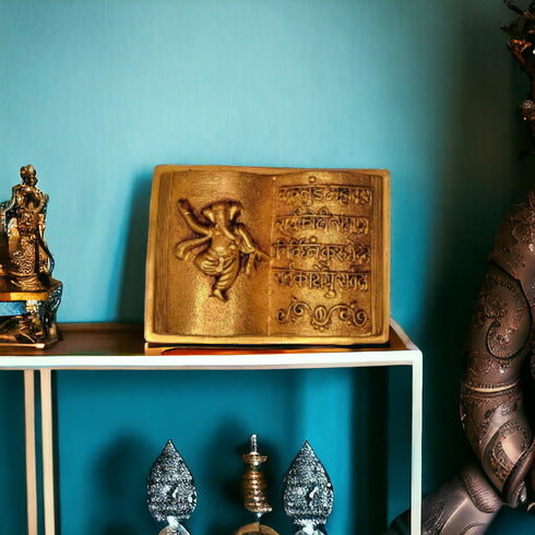 Tamas Brass Handcrafted Ganesh Mantra Book with Antique Finish (Pack of 1)