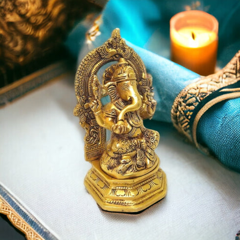 Tamas Antique Finish Brass Ganesha Statue for Home Temple