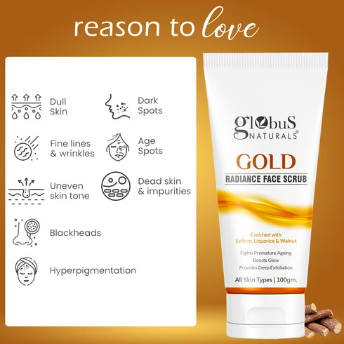 Globus Naturals Gold Radiance Anti Ageing & Brightening Face Scrub