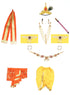 Raj Fancy Dresses Baby Krishna Yellow and Orange Brocade Fabric Janmashtami Mythological Character Costume