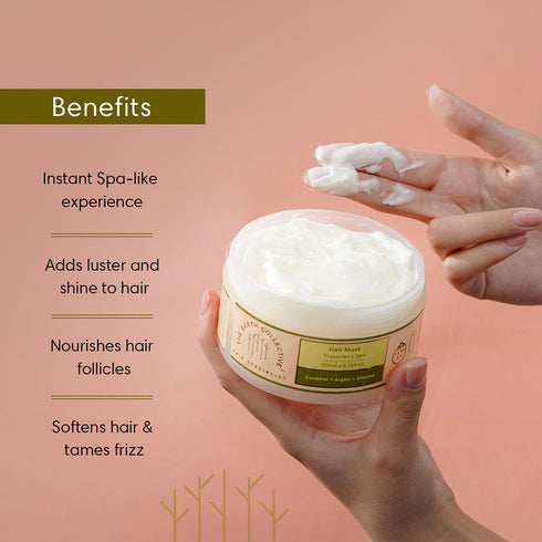 Theearthcollective in Traveller's Spa Hair Mask For Instant Spa like Experience Coconut Argan & Almond