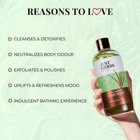 Just Herbs Malabar Lemongrass - Invigorating Body Wash 300ml