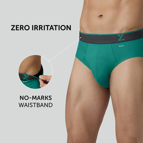 XYXX Traq Silver Cotton Briefs Aqua Green