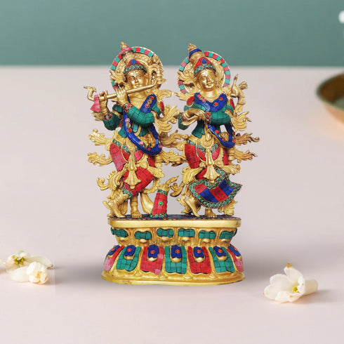 Brass Radha Krishna Big With Base Statue 11.66Kg