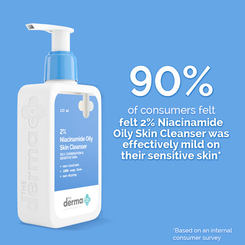 The Derma co 2% Niacinamide Oily Skin Cleanser for Sensitive, Oily & Combination Skin 125 ml NonIrritant | 100% SoapFree | NonDrying | Gently Cleanses Makeup