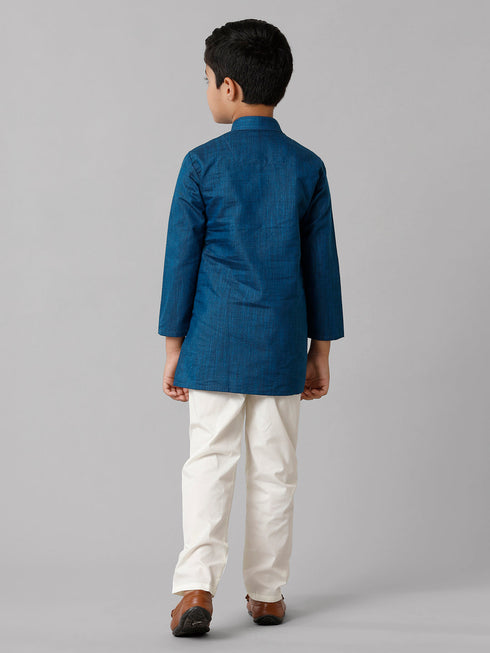 Ramraj Cotton Boys Full Sleeves Navy Kurta with Cream Pyjama Pant Combo FS8