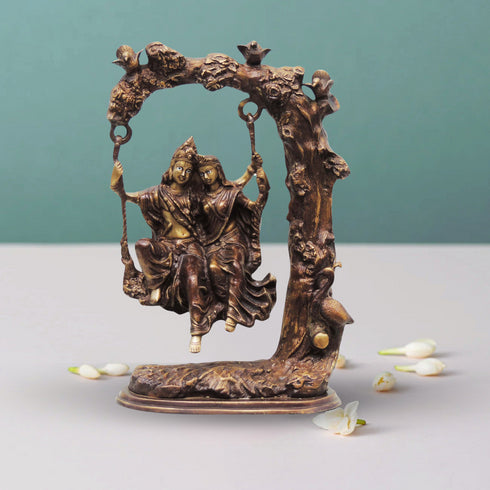Brass Radha Krishna Tree Jhula Statue 15.77Kg