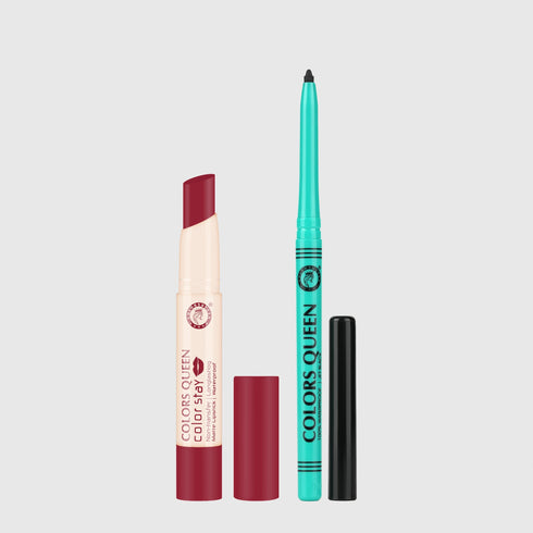 Colors Queen Color Stay Non-Transfer Lipstick and Bold Eyes Auto Kajal Combo