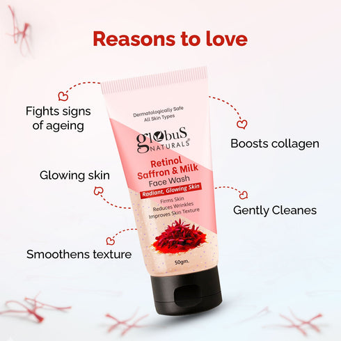 Globus Naturals Retinol Saffron & Milk Face Wash