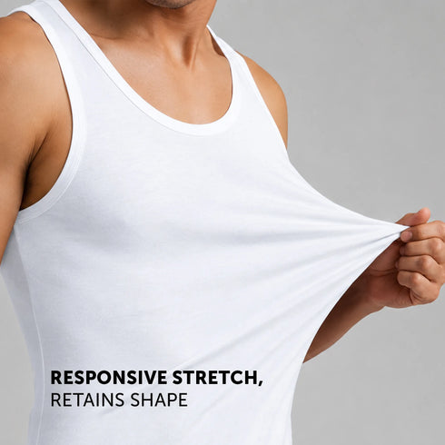 XYXX Ace Modal-Cotton Round Neck Vests Polar White Regular Fit