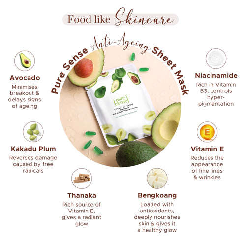 PureSense Anti-Ageing Sheet Mask with Kakadu Plum & Avocado | From the makers of Parachute Advansed