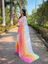 Vasthrlay Pink Satin Georgette Plain Saree