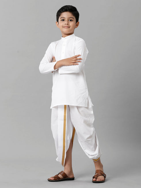 Ramraj Cotton Boys Cotton Full Sleeves White Kurta