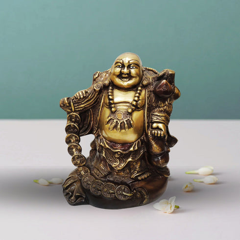 Brass Laughing Budha Antique Statue 6.04Kg