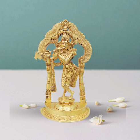 Brass Krishna Standing Darbar Sf Yellow 5.13Kg