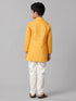 Ramraj Cotton Boys Full Sleeves Yellow Kurta with Cream Pyjama Pant Combo FS1