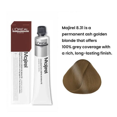 L'Oreal Professionnel Majirel 8.31 Ash Golden Light Blonde Permanent Hair Colour 50ml