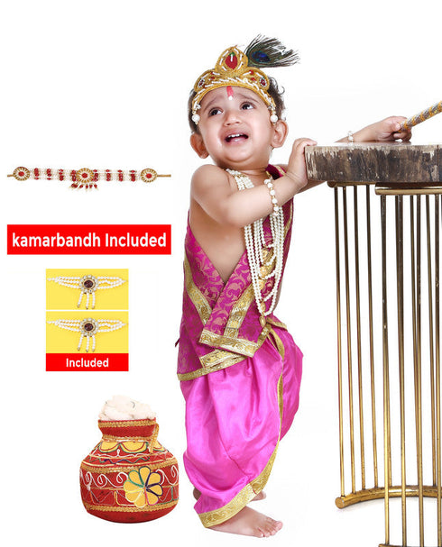 Raj Fancy Dresses Baby Krishna PINK Dress for Janmashtami